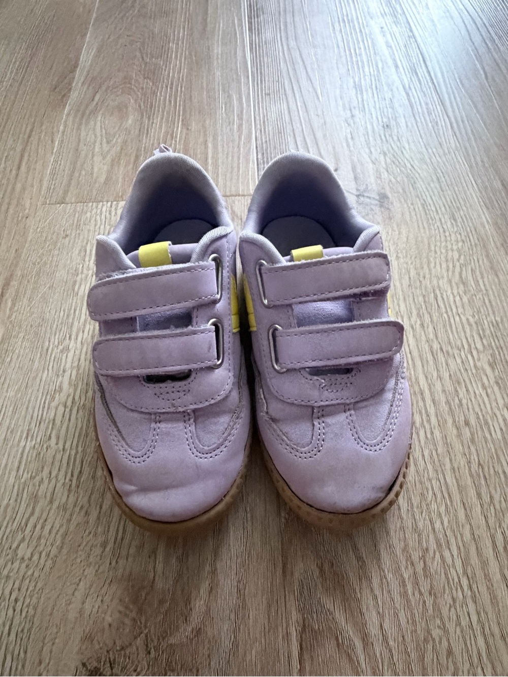 Time and Tru Kids Lavender Velcro Sneakers with Yellow Accent